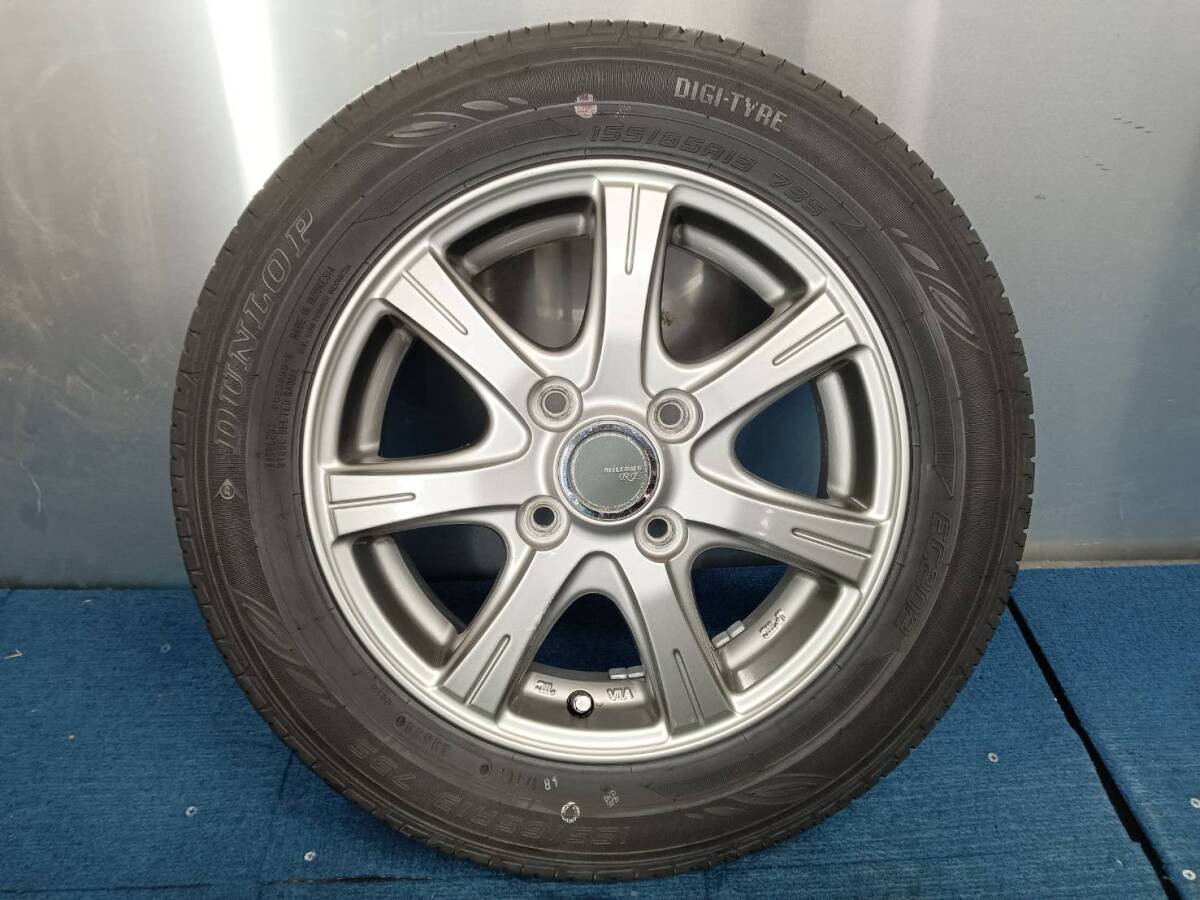 ★8-8.5分山★20年製★ ダンロップDIGI-TYRE EC202 155/65R13　社外ホイール 13×4J +42 4H-100 4本セット 軽自動車等　E264_画像6