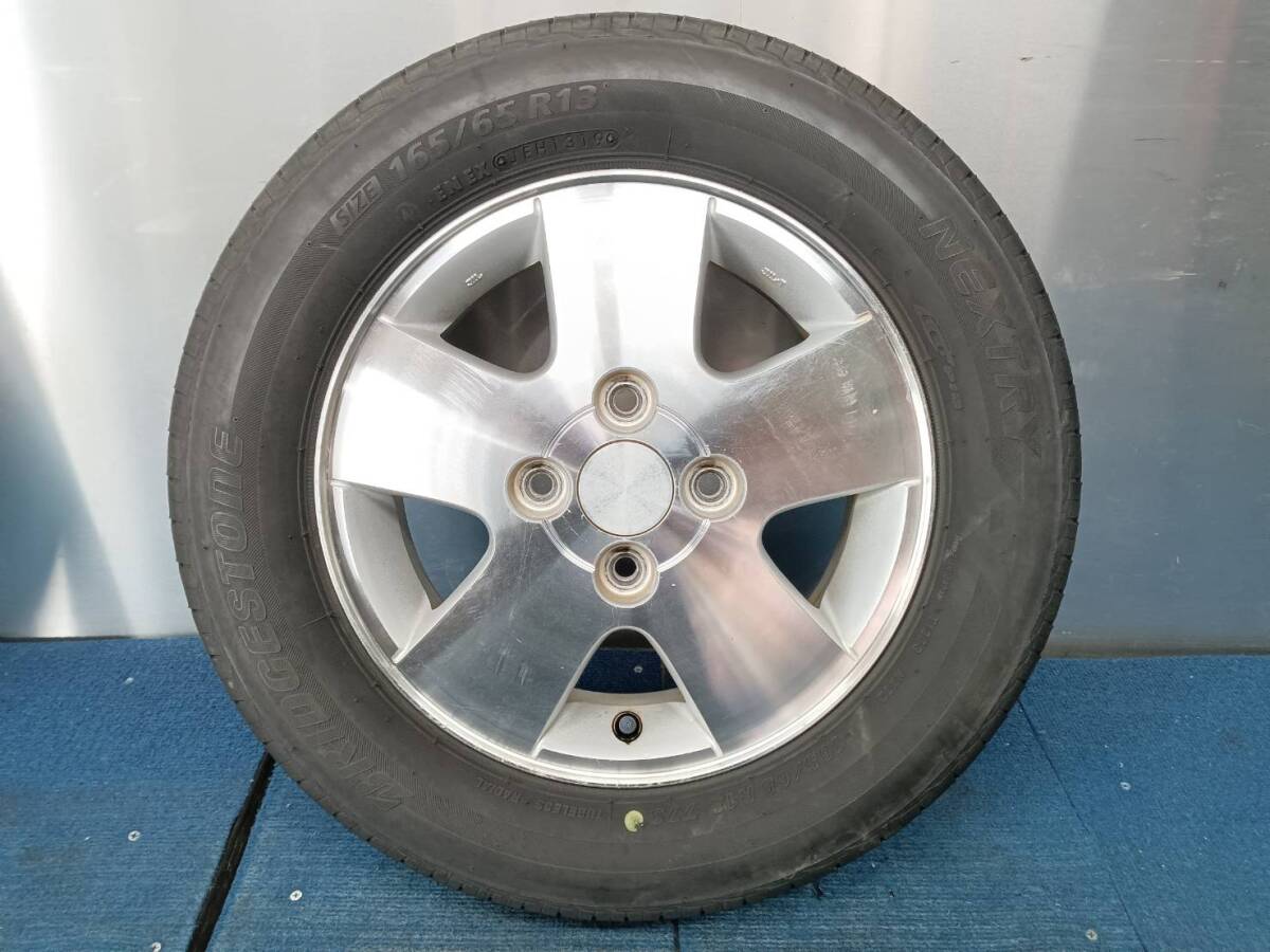 ★8-8.5分山★19年製★ ブリヂストンNEXTRY 165/65R13　スズキ純正ホイール 13×4.5J +50 4H-100 4本セット　E305_画像6