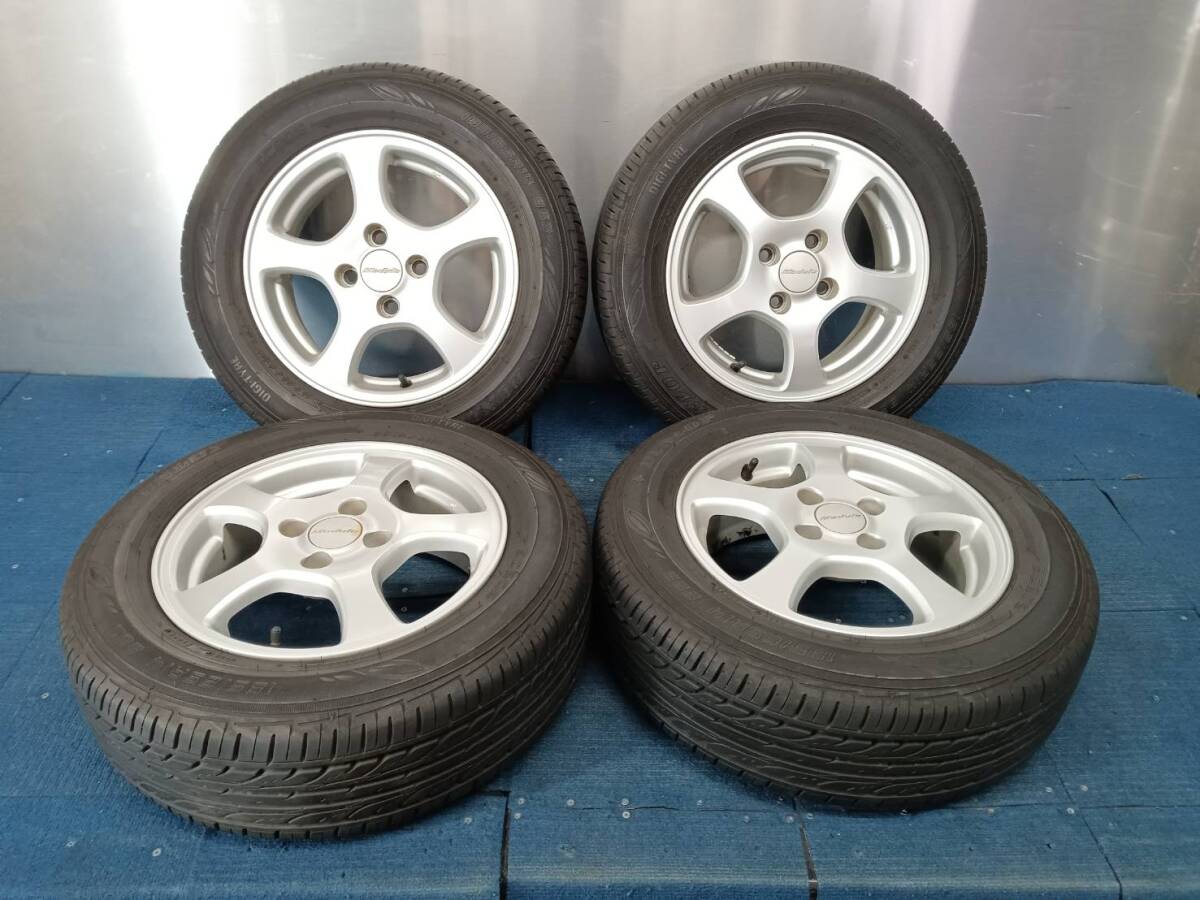 ★8.5-9分山★21年製★ ダンロップDIGI-TYRE EC202 185/65R14　ホンダ純正OP Modulo 14×5.5J +45 4H-100 4本セット　E312_画像1