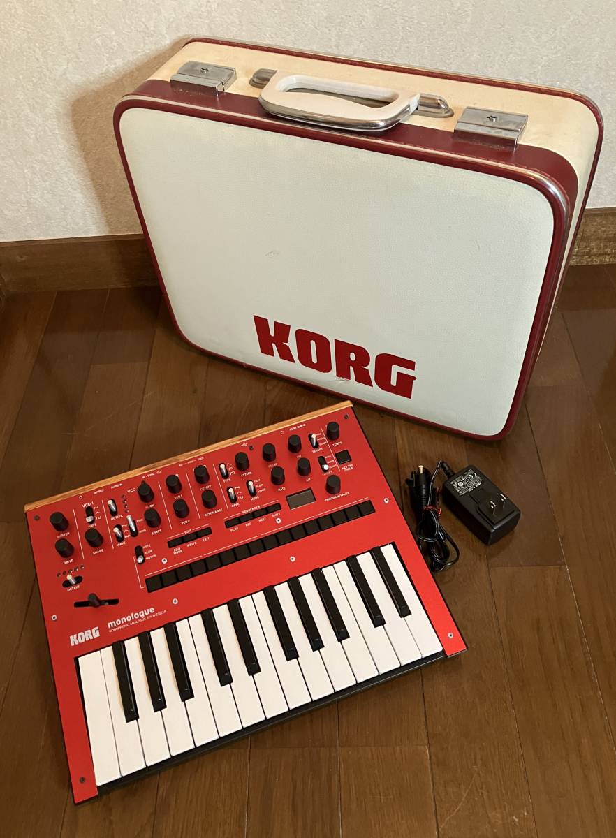 ★KORG monologue RD アナログモノシンセ★オリジナルメイドのレトロ調ケース付★動作OK 元箱も有★希少レッド USED_画像1