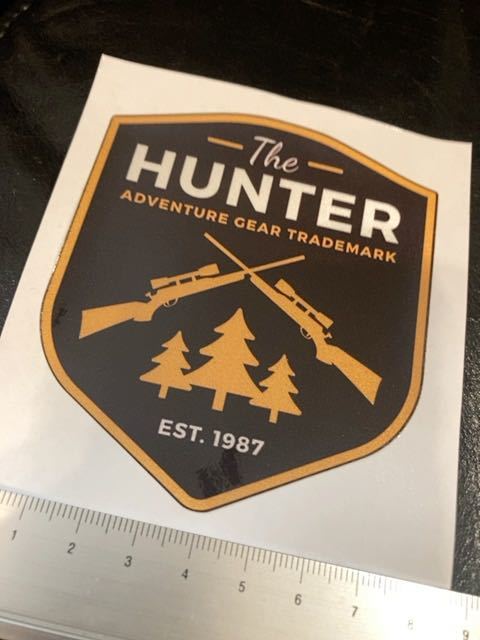 HUNTER 防水ステッカー】95x80mm ハンター 狩猟 射撃 シューティング ハンティング 猟友会 レインブーツ アウトドア_画像1