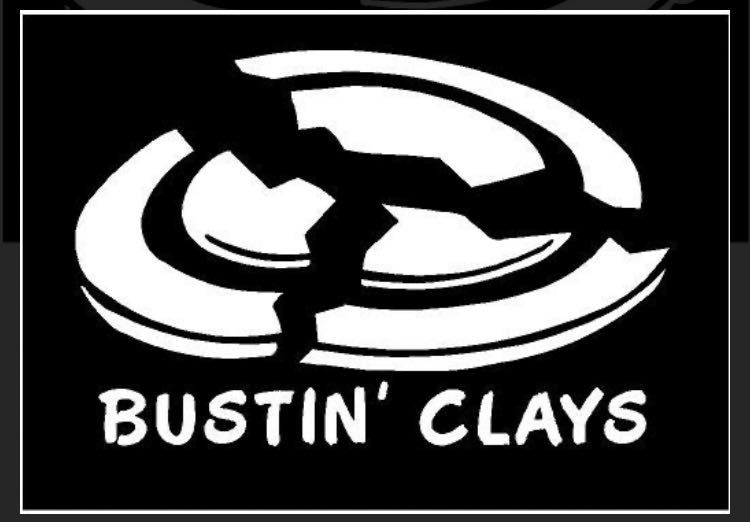 クレー射撃デカール/カッティングステッカー: “Bustin’ Clays” 約17x10cm: 狩猟 射撃 シューティング ハンティング 散弾銃 ショットガンの画像1