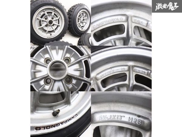 ●CAMPAGNOLO カンパニョーロ 13インチ 5.5J +19 PCD 114.3 4H ヨコハマ ADVAN IT-14 スパイクタイヤ 155/80R13 AE86 サニトラ 旧車 棚V-4_画像6