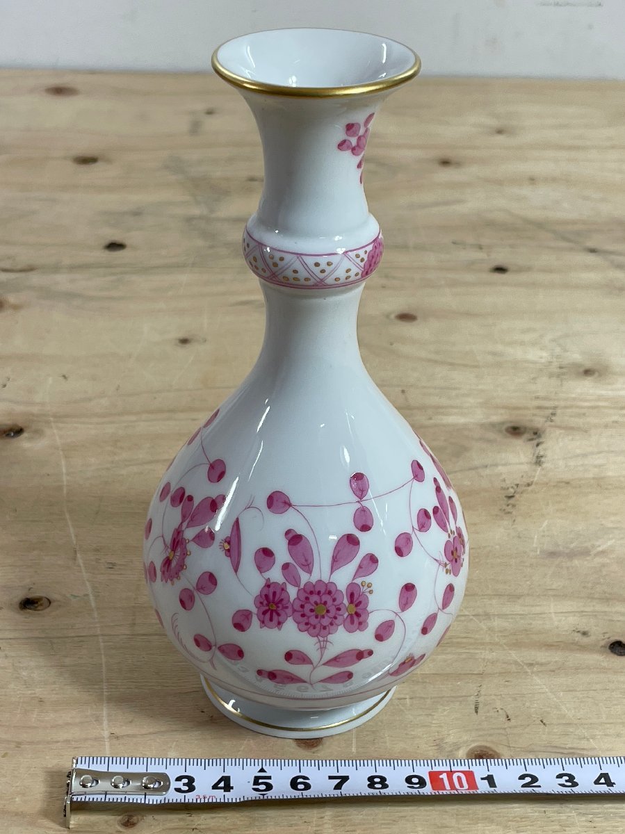 【長期保管品】Meissen マイセン 花瓶 インドの華 リッチピンク フラワーベース_画像2