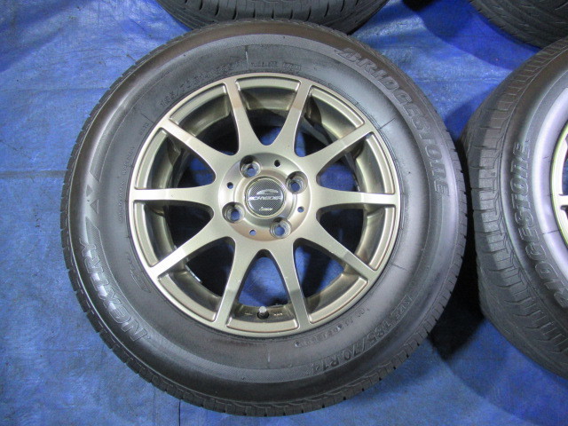 激安即決！A-TECH SCHNEIDER 14-5.5J 4H/100 ET50 + BRIDGESTONE 185/70R14 2022年製！中古4本！フリード フリードスパイク等！T008013の画像5