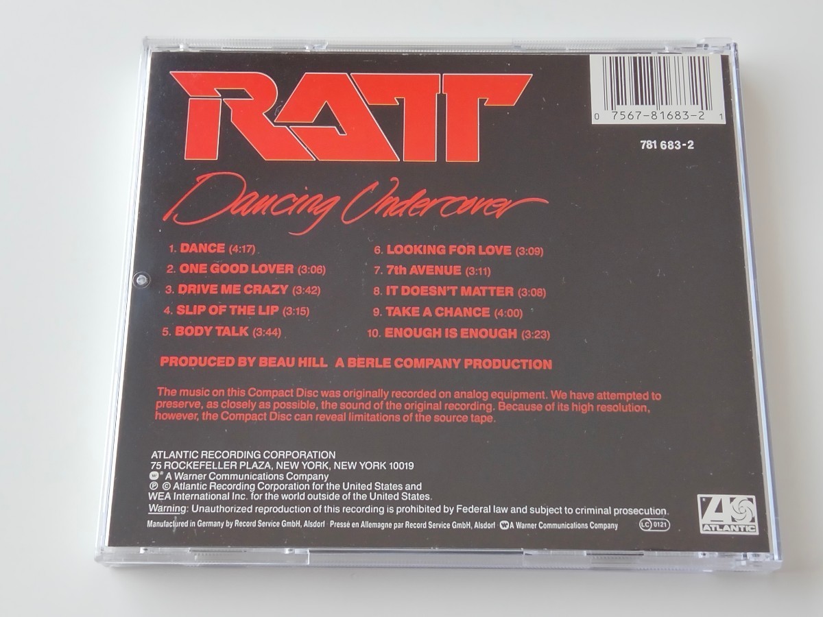【独盤】RATT / Dancing Undercover CD WARNER GERMANY 781 683-2 86年LA METAL名盤,Dance,Body Talk,Slip Of The Lip,Looking For Love,の画像2