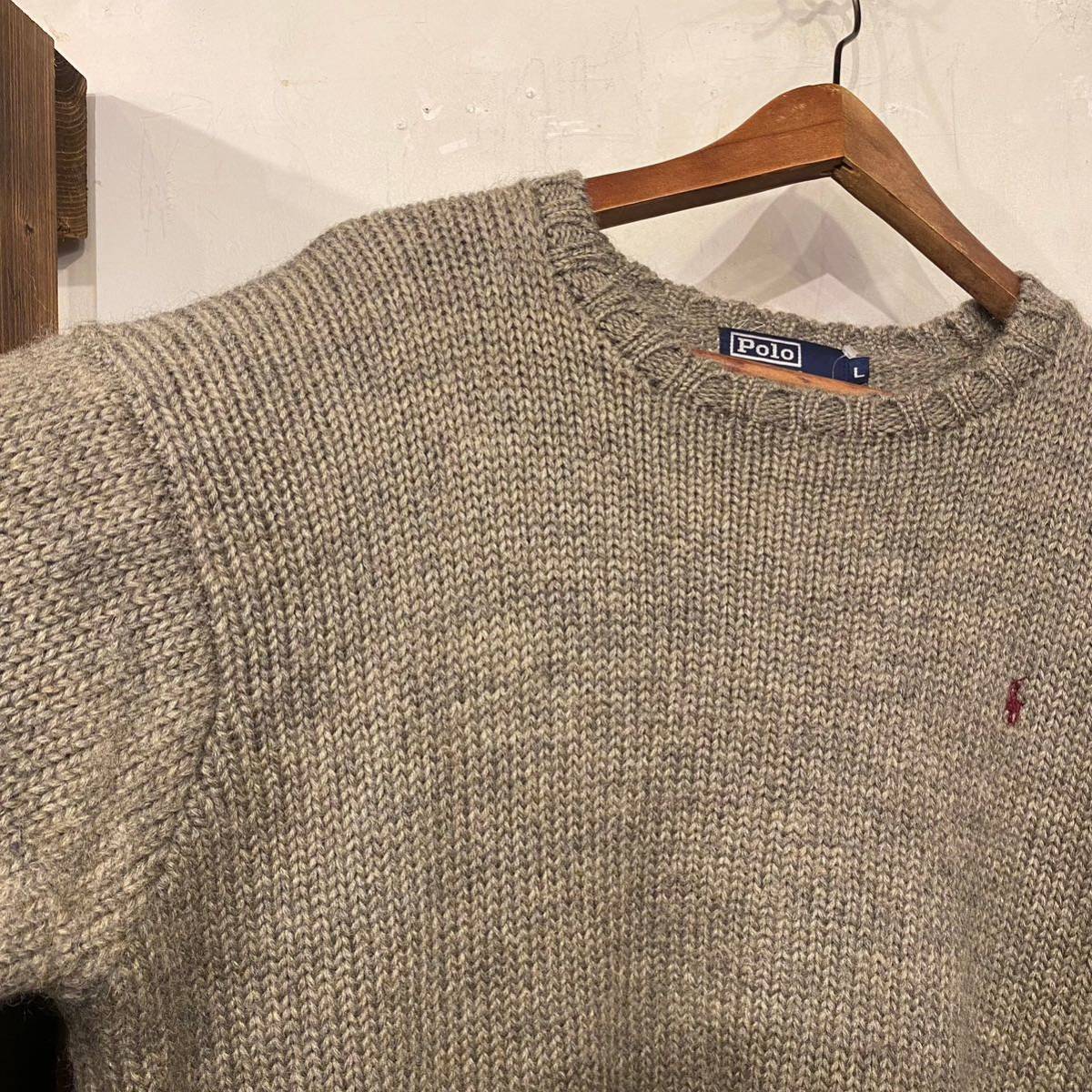 逸品！美品 90s Ｌサイズ Ralph Lauren 上質なローゲージニット！ラルフローレン　セーター　ウール　OLD リブ編み_画像5