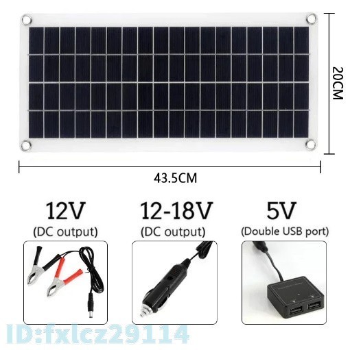 Hg2290: ソーラーパネル 100W 10A 12V 5V USB コントローラ 充電器 太陽光 withcontroller 防水 電池 ポリ 車 ヨット RV バッテリー 新品_画像3