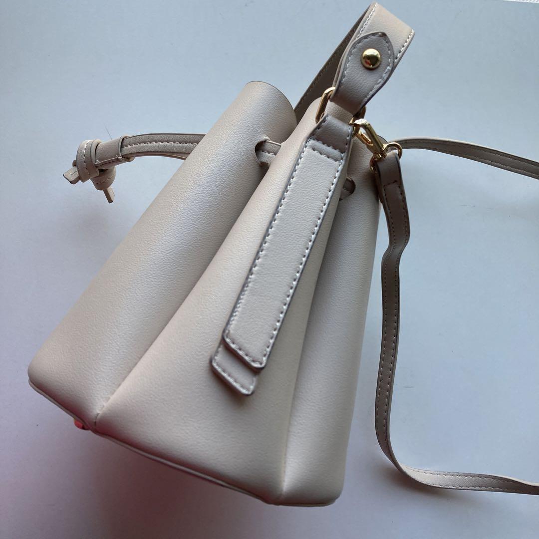 2WAY fake leather canele bag beige shoulder bag lovely shape handbag Mini bag 
