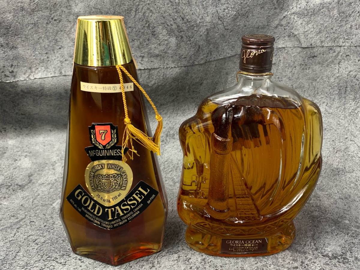 【 未開栓 古酒 グロリア オーシャン シップボトル 760ml 43度 / ゴールドタッセル 7年 710ml 40度 】GLORIA OCEAN GOLD TASSEL ウイスキー_画像2