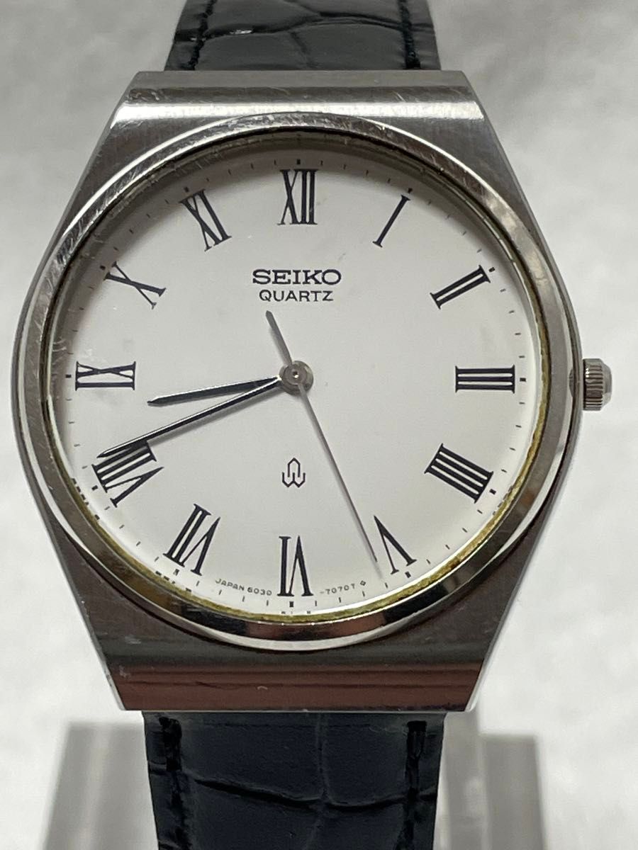 SEIKO セイコー シーガル QZ【6030-7070】純正ベルト 文字盤:ホワイト【動作状況:良好】メンズモデル