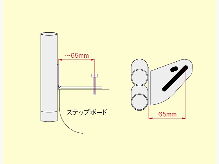 ハリケーン HU1005S-01 ロッドホルダー タイプ5 150mm ビッグスクーター用 竿立て 2本 釣り_画像3