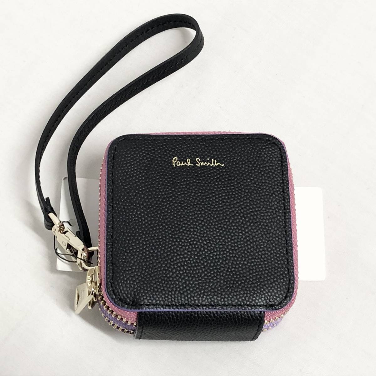 ○★新品未使用　Paul Smith (ポールスミス)　ダブルジップラウンドファスナー　ストラップ付ミニコインケース　ブラック★○_画像2