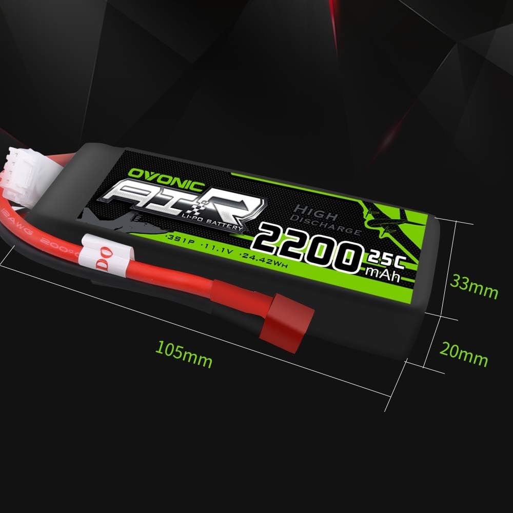 OVONIC 11.1V 2200mAh 3S 25C Lipoバッテリー、ディーンズプラグ付きRCカーボートトラックヘリ飛行機ク_画像4