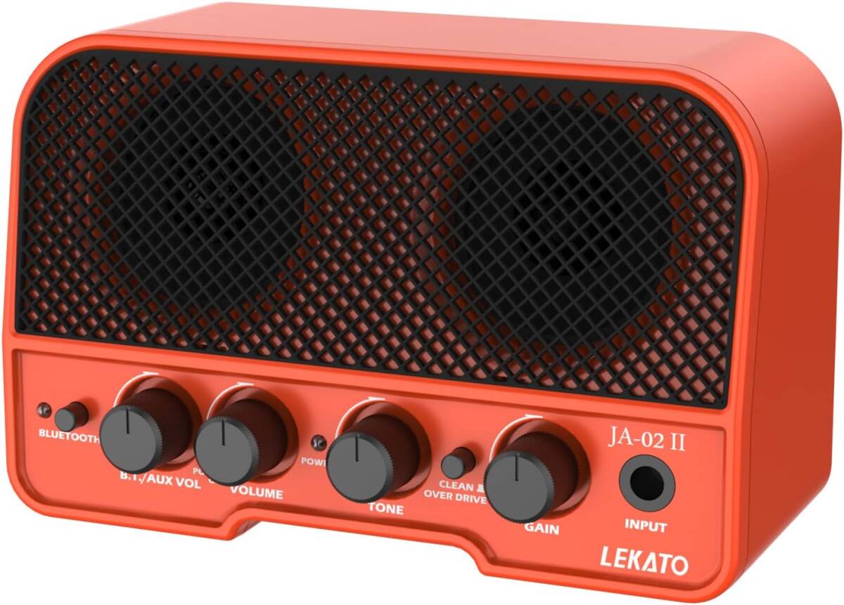 オレンジ LEKATO ミニギターアンプ エレキギターアンプ 2つサウンドチャンネル 5W Bluetooth機能 ヘッドホン端子