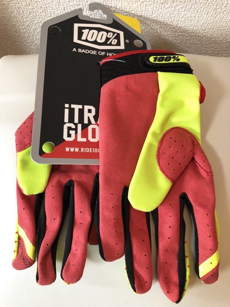 サイクリング 手袋 バイクグローブ オフロード 100％黄赤 新品 送料無料 Mサイズ
