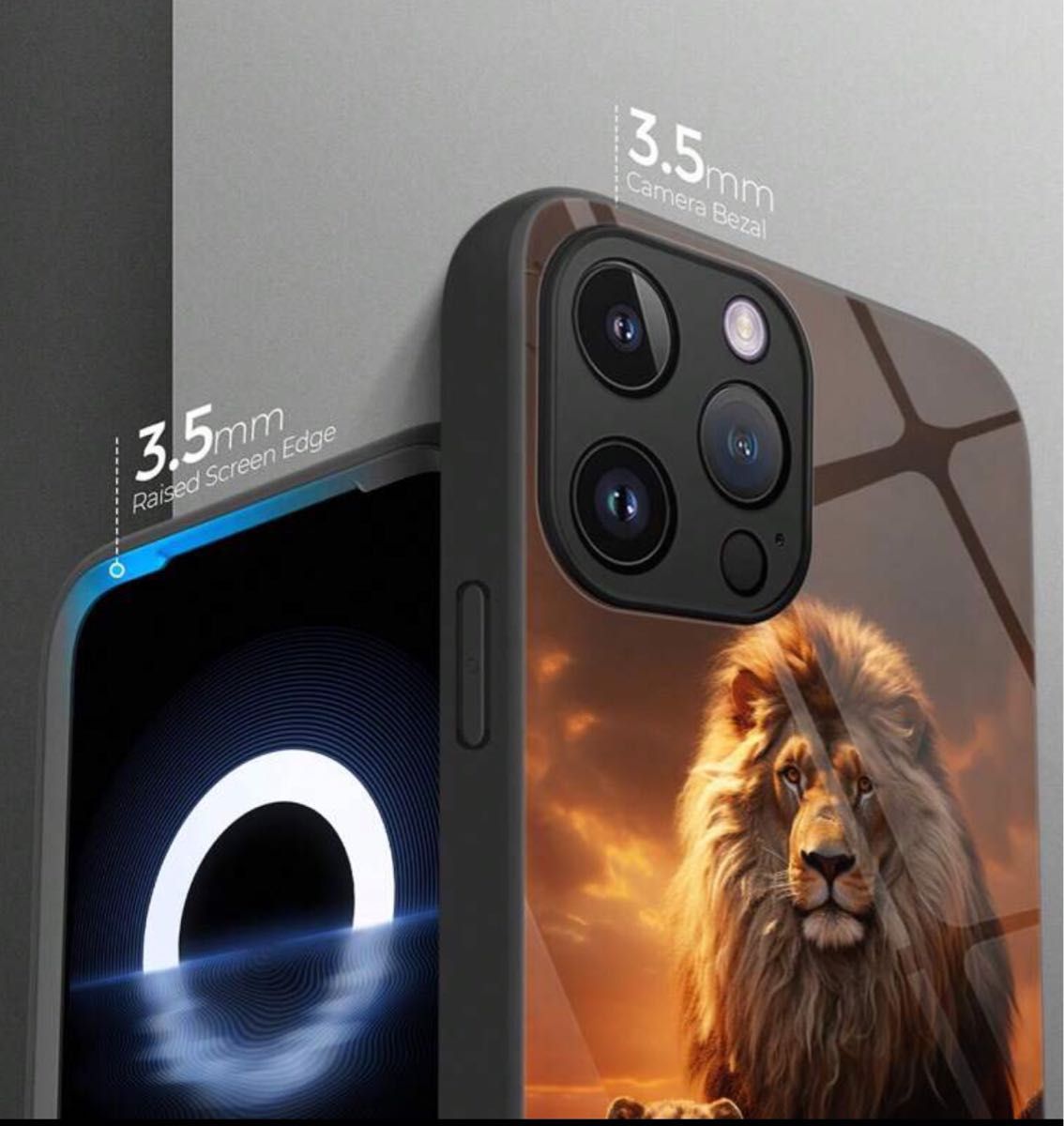 Appleモデル対応 ライオンとライオンカブパターン 保護ガラスケース1個　iPhone 13 おしゃれ　新品