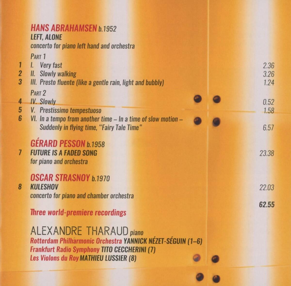 Hans Abrahamsen, Gerard Pesson, Oscar Strasnoy ; Piano Concertos; Alexandre Tharaud_画像3