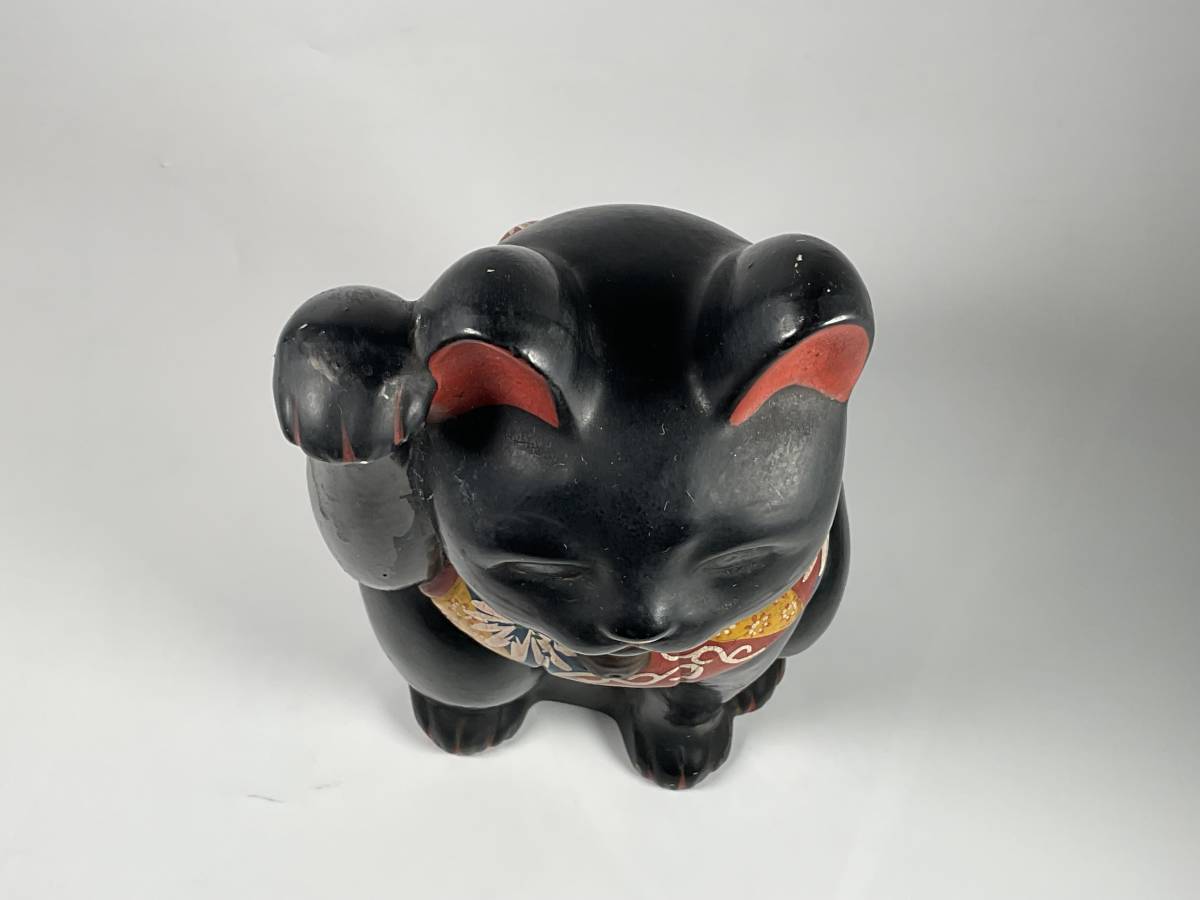 黒招き猫　招き猫　貯金箱　陶器　置物　アンティーク　レトロ　高さ約２７cm_画像4