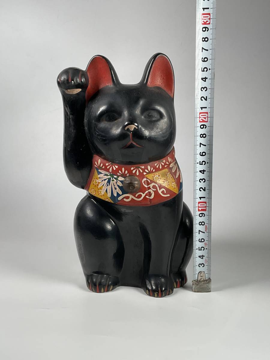 黒招き猫　招き猫　貯金箱　陶器　置物　アンティーク　レトロ　高さ約２７cm_画像7