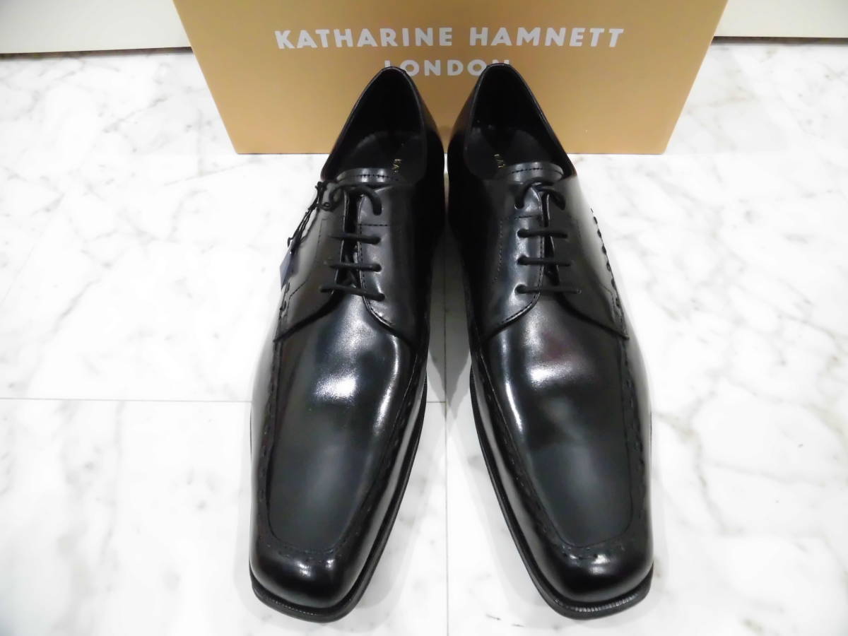 [ новый товар не использовался с ящиком ]KATHARINE HAMNETT LONDON Katharine Hamnett London бизнес обувь 26.0. кожа кожа обувь 34603 BLACK 26.