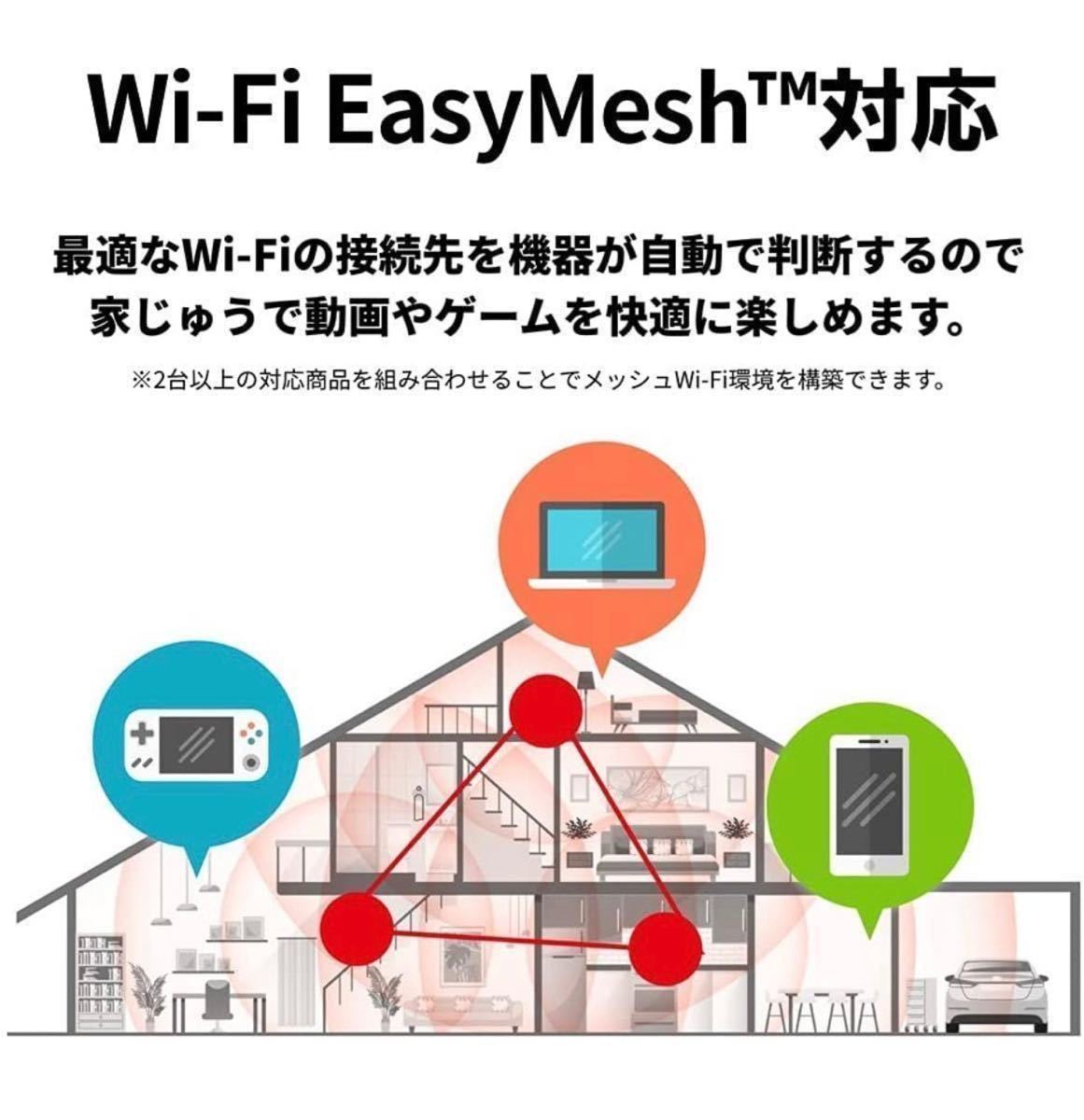 最新規格 Wi-Fi 6 11ax / 11ac 1201+300Mbps Easy Mesh iPhone 13 / SE (第二世代) / Nintendo Switch PS5★バッファロー WSR-1500AX2S-WH_画像3