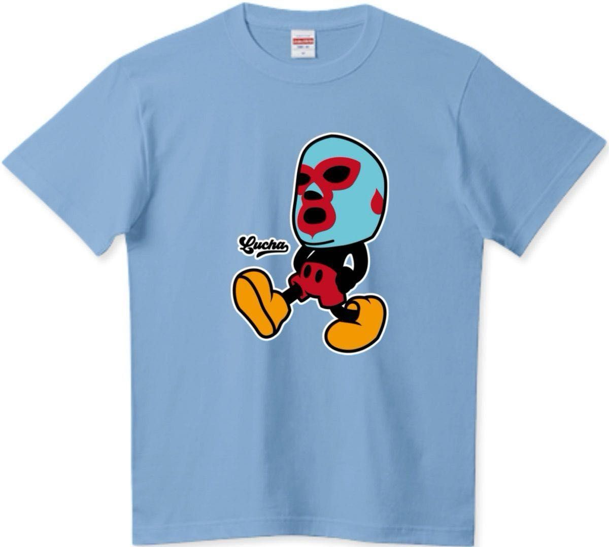 プロレス Tシャツ プリントスター マスクマン オリーブ チャンピオン Disney ルチャリブレ ミッキーマウス ディズニー 黒
