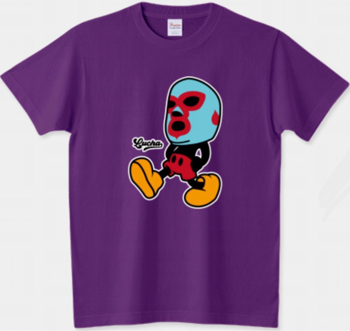 プロレス Tシャツ プリントスター マスクマン オリーブ チャンピオン Disney ルチャリブレ ミッキーマウス ディズニー 黒