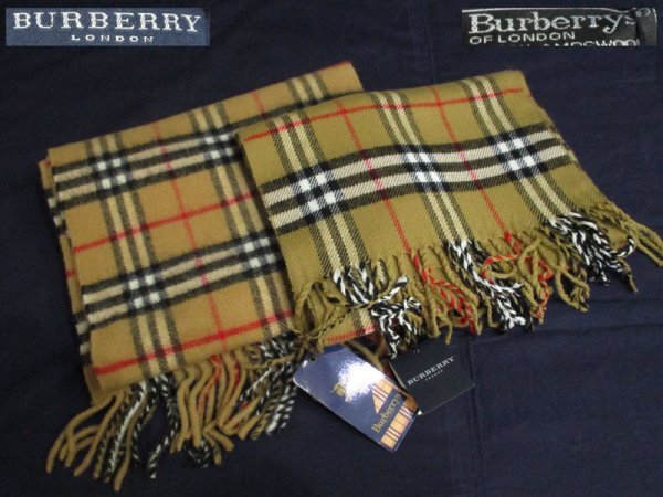 1673 未使用 タグ付き BURBERRY LONDON バーバリー ロンドン ノバチェック マフラー 2点/ブランド レディース メンズ ラムズウール100%_画像1