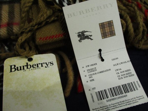 1673 未使用 タグ付き BURBERRY LONDON バーバリー ロンドン ノバチェック マフラー 2点/ブランド レディース メンズ ラムズウール100%_画像7