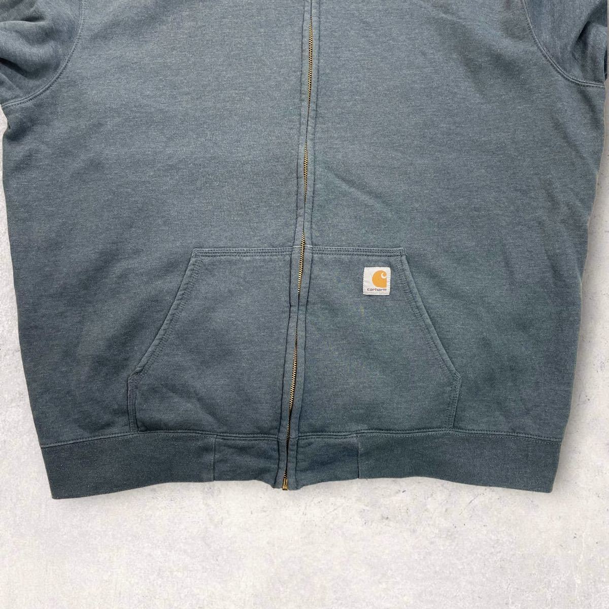 【2XL】 00s Carhartt チャコールブラック ビンテージ フルジップ スウェット トレーナー パーカー ジャケット ビッグサイズ アメリカ古着_画像3