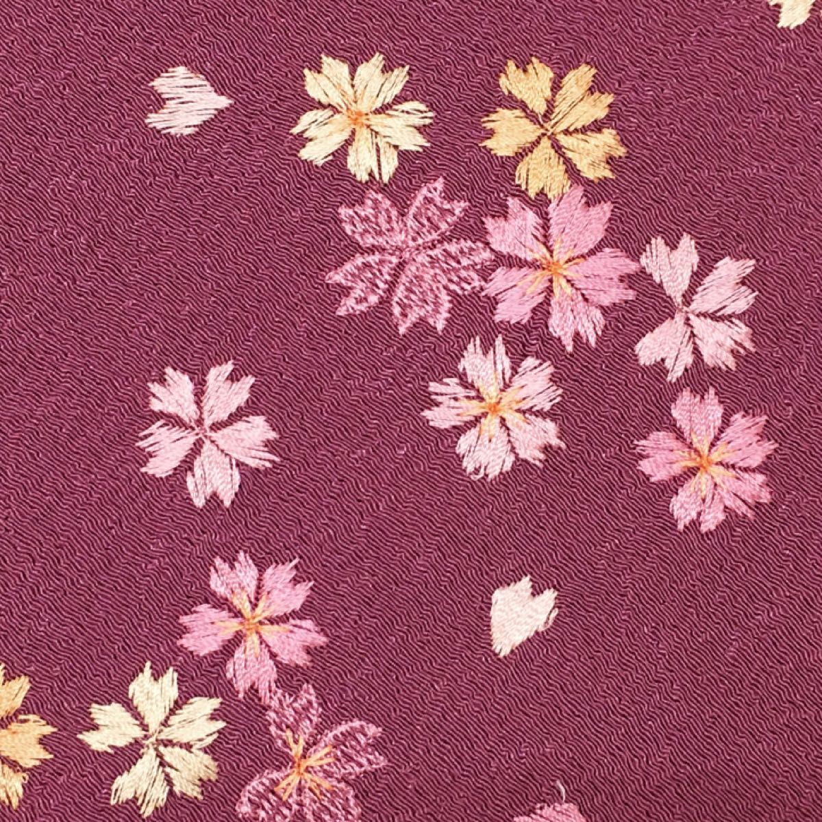 【新品】半衿 半襟 刺繍 和装 和装小物 長襦袢 パープル 紫 桜 女性 婦人 レディース ポリエステル 304 