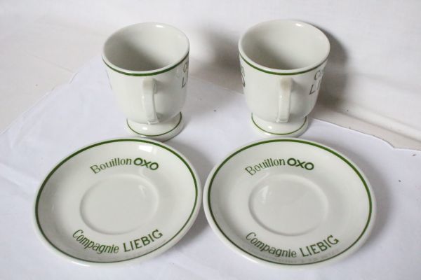 ベルギー アンティーク LIEBIG 古い陶器のカップとお皿のセット OXO C&S2客セット 美品_画像7