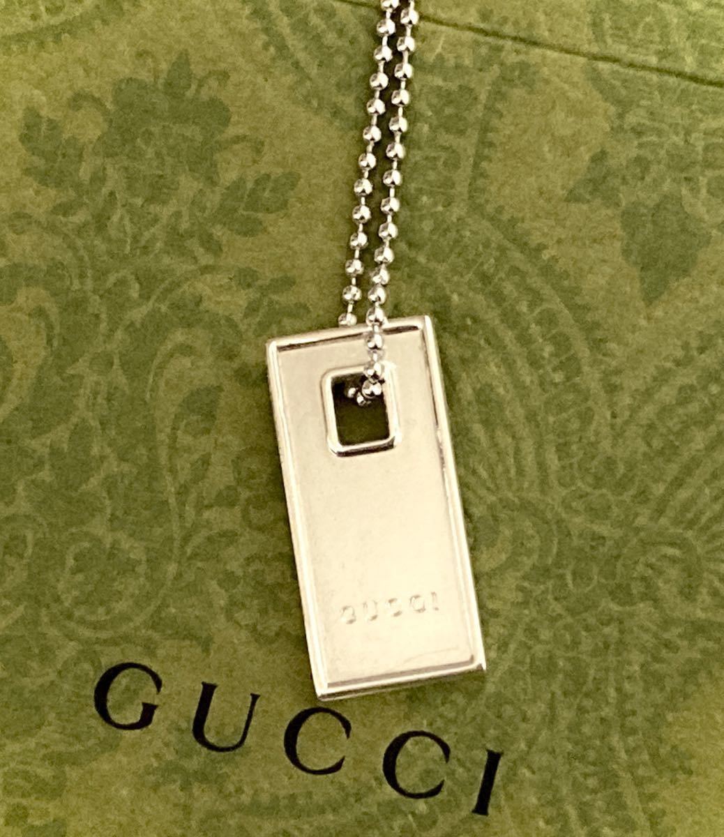 [ prompt decision / postage included ]GUCCI/ Gucci tag / plate small necklace / pendant silver 925