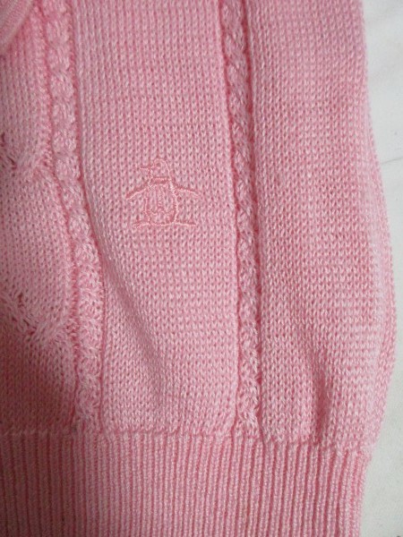 ▼16▼女セーター▼極着浅マンシング Lady'sセーター/USED/Ｌ～/ピンク/同色刺しゅうロゴ_画像4