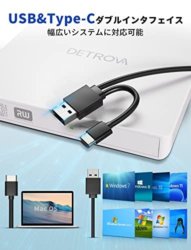 【訳有未使用】DETROVA 外付けDVD/CDドライブ DVDレコ CD/DVD-Rプレイヤー USB3.0…_C_1335の画像4