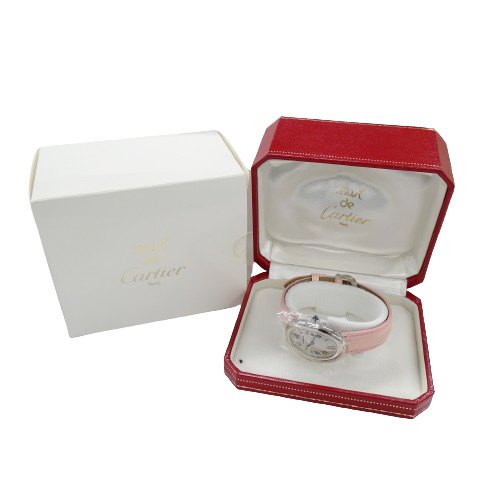 カルティエ Cartier 時計 レディース ブランド ベニュワール クオーツ QZ 750WG レザー W1516856 ホワイトゴールド 磨き済みの画像9