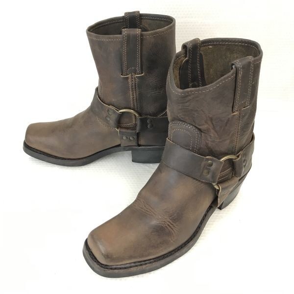 USA производства Vintage * fly /FRYE[8.5M/25.5cm/ чай /BROWN] натуральная кожа / Harness / кольцо ботинки / Western *80s-90s/Vintage/boots/Shoes*pWB97-4