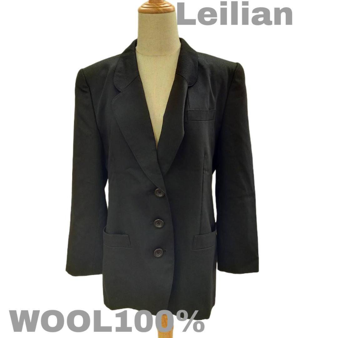Leilian レリアン テーラードジャケット ブラック 11号 Lサイズ ウール