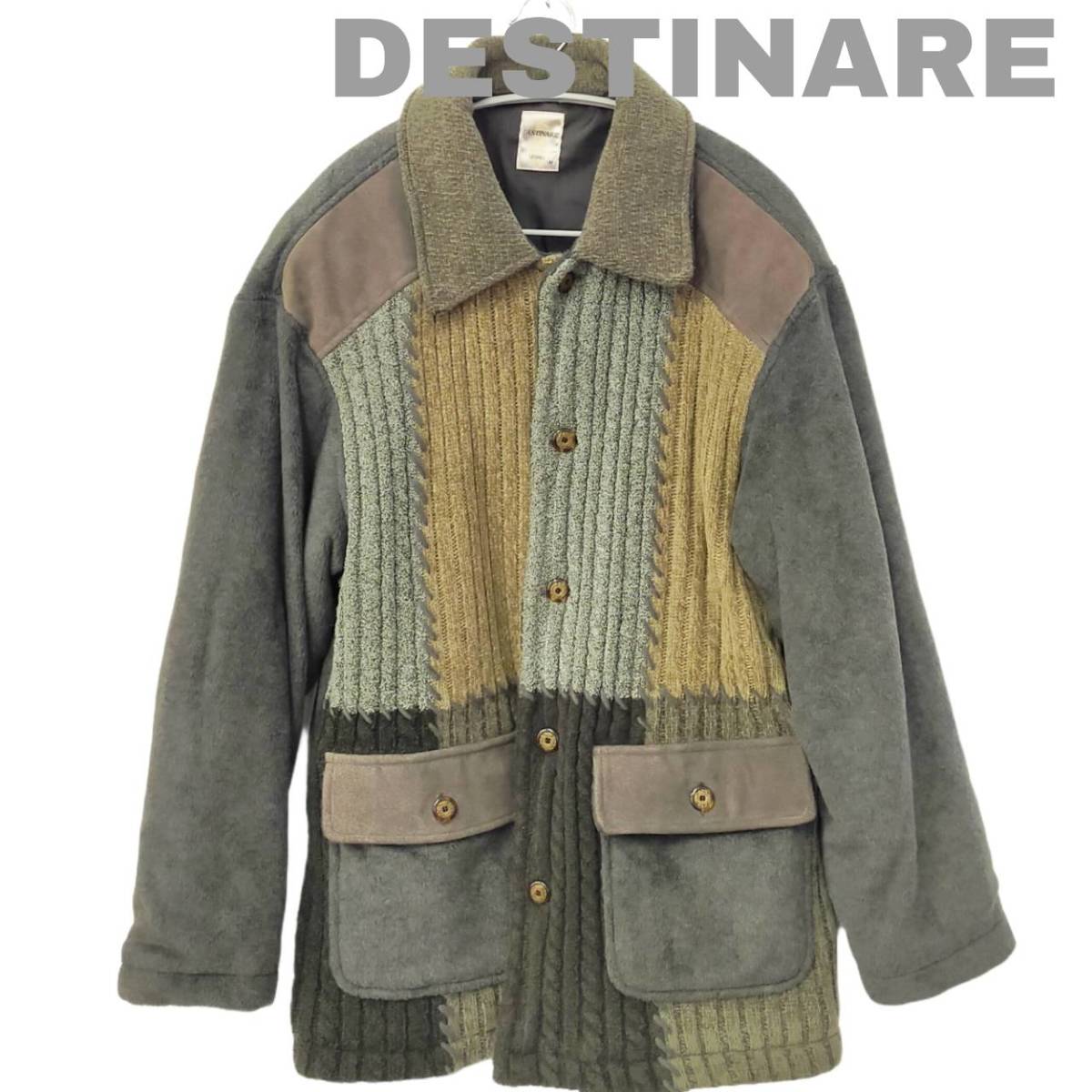 【1000円スタート】DESTINARE ニットジャケット ブラウン Lサイズ 3D 古着 vintage ヴィンテージ 90s 80s 昭和 昭和レトロ レトロ 00s 90年_画像2