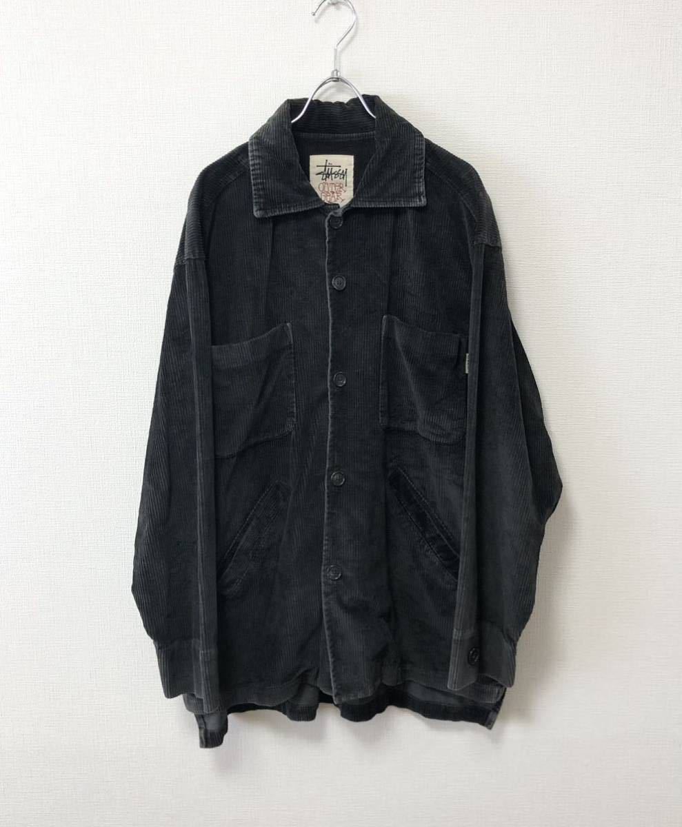 90's USA製 白タグ OLD STUSSY VINTAGE M オールド ステューシー ビンテージ コーデュロイ ジャケット カバーオール 黒 80s spiewak 黒タグ 90's USA製 白タグ OLD STUSSY VINTAGE M オールド ステューシー ビンテージ コーデュロイ ジャケット カバーオール 黒 80s spiewak 黒タグ