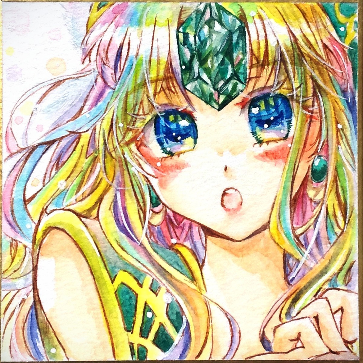 同人手描きイラスト(7.6×7.6cm姫色紙)*聖剣伝説3ToM リース_画像1