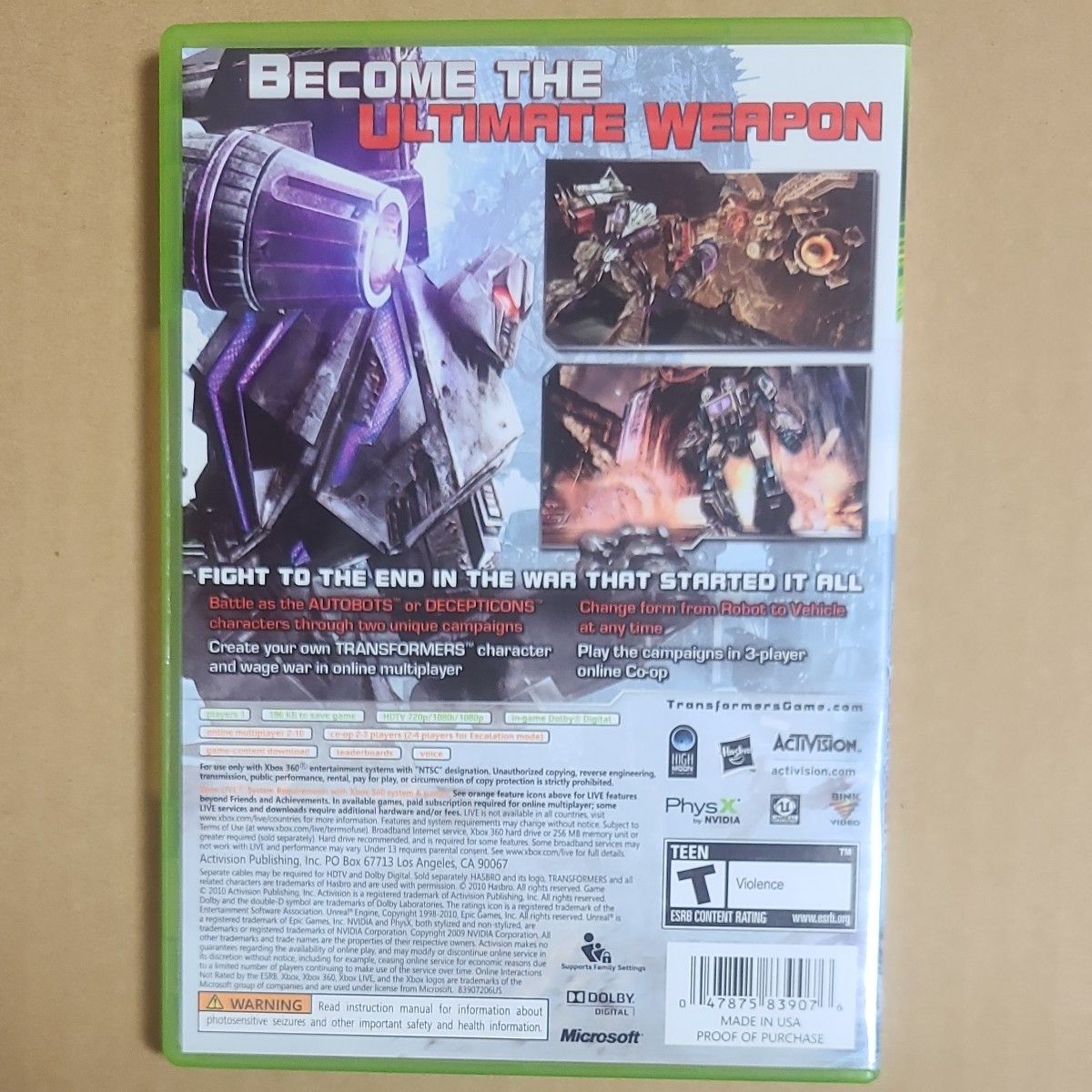 Xbox360 Transformers War For Cybertron 北米版 海外版