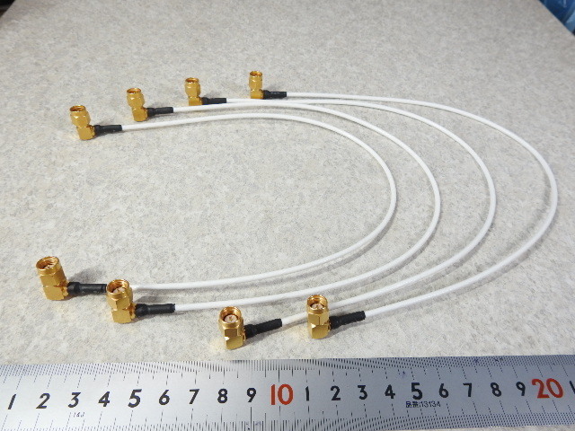 [HP micro wave ]SMA/RA(M)-SMA/RA(M) φ2.6mm white color te freon coaxial cable (RG-188A/U seal character less guess ) length : approximately 36cm 4 pcs set present condition junk 