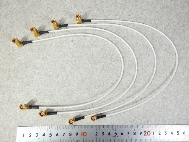 [HP micro wave ]SMA/RA(M)-SMA/RA(M) φ2.6mm white color te freon coaxial cable (RG-188A/U seal character less guess ) length : approximately 36cm 4 pcs set present condition junk 