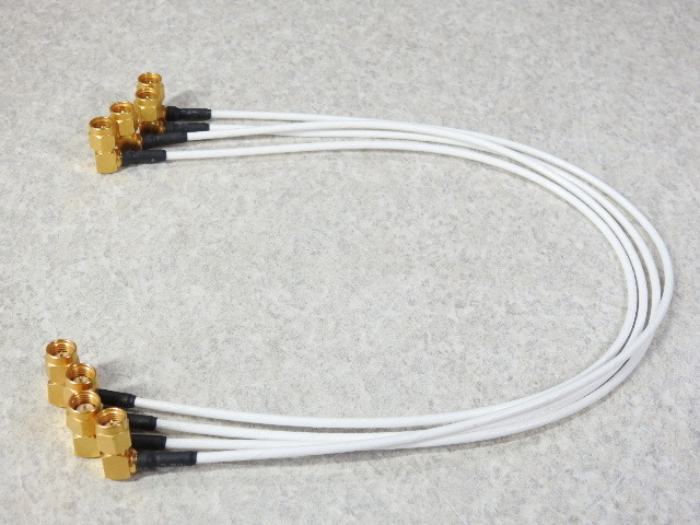 [HP micro wave ]SMA/RA(M)-SMA/RA(M) φ2.6mm white color te freon coaxial cable (RG-188A/U seal character less guess ) length : approximately 36cm 4 pcs set present condition junk 