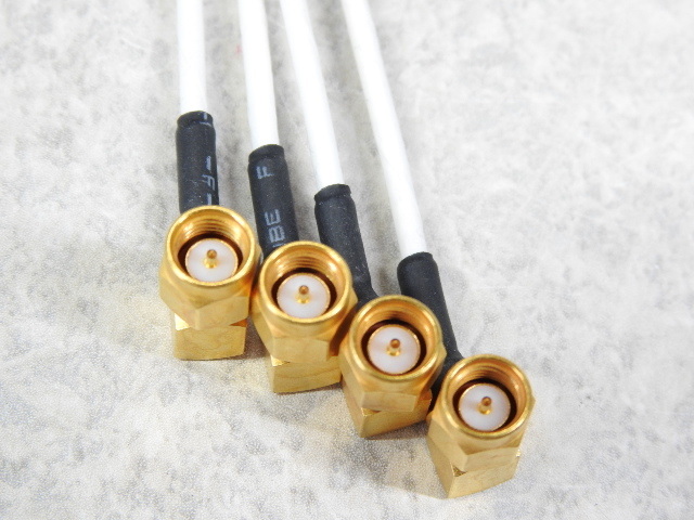 [HP micro wave ]SMA/RA(M)-SMA/RA(M) φ2.6mm white color te freon coaxial cable (RG-188A/U seal character less guess ) length : approximately 36cm 4 pcs set present condition junk 