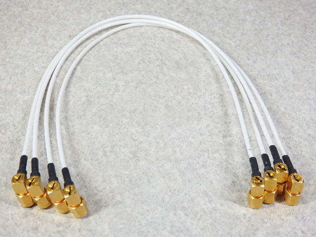 [HP micro wave ]SMA/RA(M)-SMA/RA(M) φ2.6mm white color te freon coaxial cable (RG-188A/U seal character less guess ) length : approximately 36cm 4 pcs set present condition junk 