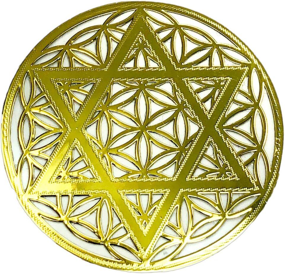 RELIGHT 六芒星 フラワーオブライフ 金属製 ステッカー シール 金色 (2.4cm（4枚）)_画像1