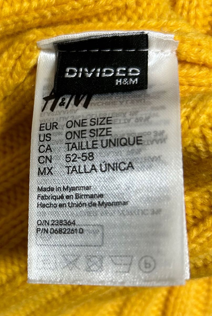 H&M DIVIDED ニット帽 イエロー サイズ52〜58